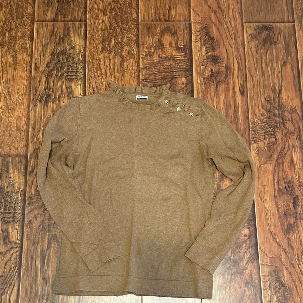 J. Crew Tan Button-Accent Sweater